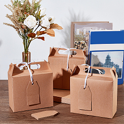 Scatole portagioie pieghevoli rettangolari in cartone di carta kraft con manico&nbsp;CBOX-WH0009-05B