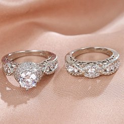 Латунные микро проложить пальцев кольца кубического циркония&nbsp;FS-WG54D45-01