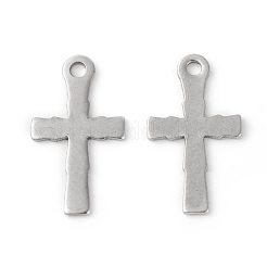 変色しにくい201ステンレススチールペンダント  クロス  ステンレス鋼色  18x10x0.8mm  穴：1.6mm&nbsp;STAS-F192-082P