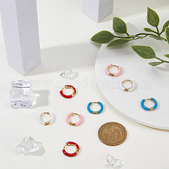 4 пара двухцветных массивных серег-колец Huggie Hoop из нержавеющей стали 304 с эмалью для женщин EJEW-DC0001-37