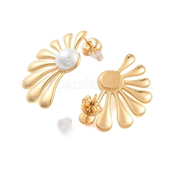 Серьги-гвоздики из нержавеющей стали ABS с жемчугом 304 EJEW-S226-07G-02