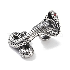 316サージカルステンレスペンダント  ラインストーン付き  スネークチャーム  アンティークシルバー  34.5x24x19.5mm  穴：4.5x6mm&nbsp;STAS-E212-24B-AS