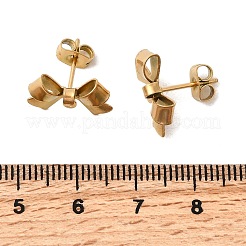 Фурнитура для сережек-гвоздиков в форме банта из нержавеющей стали 304 X-STAS-Z159-01G