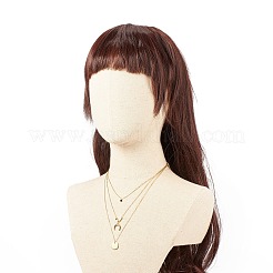 Трехслойное ожерелье с подвеской в виде луны из нержавеющей стали 304 со стеклом для женщин NJEW-JN03871