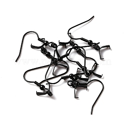 304ステンレススチールピアスフック  アイスピックピンチベイル付き  電気泳動黒  27.5x21mm  21ゲージ  ピン：0.7mmおよび0.5mm（ハーフダールビーズ用）&nbsp;X-STAS-WH0035-14EB