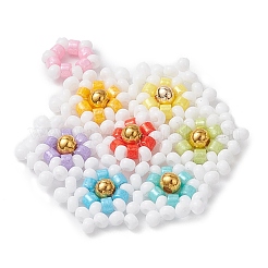 ビーズの花のチャーム  ガラスシードビーズペンダント  カラフル  37x28.5x3.5mm  穴：2.5mm&nbsp;PALLOY-MZ00447