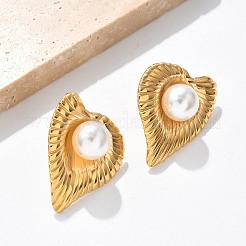 Серьги-гвоздики в форме сердца из нержавеющей стали 304&nbsp;EJEW-L287-064G