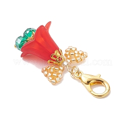 Подвесные рождественские колокольчики из стеклянных семян и акрила с бантом&nbsp;HJEW-MZ00390