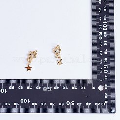 環境に優しい真鍮マイクロパヴェクリアキュービックジルコニアペンダント1個。  丸カン付き  カドミウムフリー＆鉛フリー  星と猫  18KGP本金メッキ  23x9.5mm  穴：3.2mm&nbsp;KK-SZ0002-36