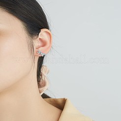 ロジウムメッキ 925 スターリングシルバー スタッド イヤリング  エポキシとキュービックジルコニア  トンボ  ターコイズ  プラチナ  10x15mm&nbsp;EJEW-BB70397