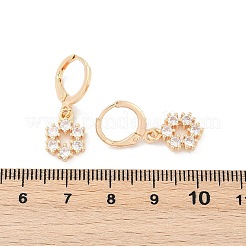 Серьги с застежкой-защелкой из латуни с прозрачным фианитом и прозрачным фианитом EJEW-K300-12G