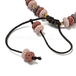 Braccialetti con perline intrecciate a rondelle di roccia lavica naturale tinta&nbsp;BJEW-Z026-01F