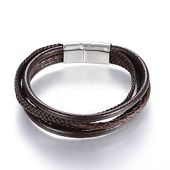 Кожаный шнур многожильных браслеты&nbsp;BJEW-K141-29B