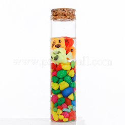 ミニ高ホウケイ酸ガラス ボトル ビーズ容器  ウィッシングボトル  コルク栓付き  コラム  透明  12x3cm  容量：60ml（2.03fl.oz）&nbsp;BOTT-PW0001-262G