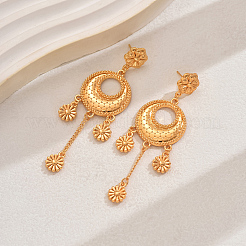 Плоские круглые серьги-гвоздики из сплава с цветком UV3526