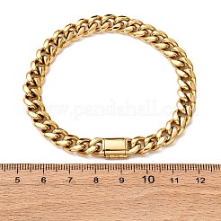 ユニセックスの304ステンレススチールカーブチェーンブレスレット  イオンプレーティング（ip）  18KGP本金メッキ  7-5/8インチ（19.4cm）&nbsp;BJEW-K283-02A-G
