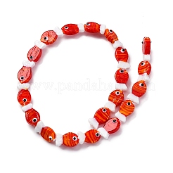 手作りランプワークビーズ連売り  魚  レッド  20~21x12~12.5x7.5~10.5mm  穴：1.2mm  約20個/連  16.26インチ（41.3cm）&nbsp;LS-LAMP-G154-07M