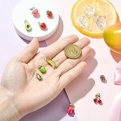 10 шт. 10 стили подвесок из эмали с изображением фруктов из латуни&nbsp;KK-CJ0004-02