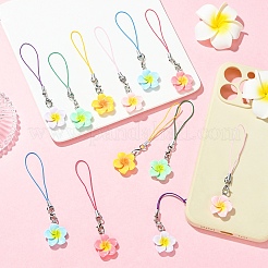 12 шт. 6-цветные ремешки для мобильного телефона из цветочной смолы&nbsp;HJEW-YW00319