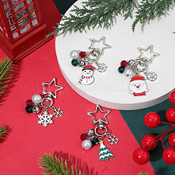 4 шт. 4 стиля подвесных украшений из сплава эмали и стекла на рождественскую тематику&nbsp;HJEW-SC0002-76