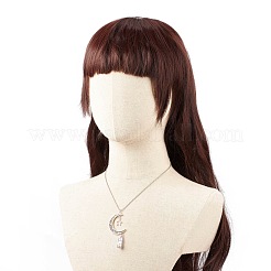 Balle de jade blanc violet naturel avec collier pendentif lune et étoile en alliage&nbsp;NJEW-JN03912-02