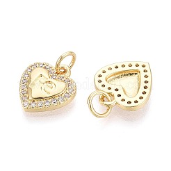 Pendenti in zirconi cubici trasparenti in micro pavè di ottone&nbsp;KK-T080-55G
