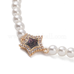 Браслеты-цепочки из латуни с прозрачным кубическим цирконием и звездчатыми звеньями&nbsp;LS-BJEW-M321-01C