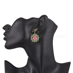 Boucles d'oreilles pendantes en verre à fleurs&nbsp;EJEW-MZ00522-05