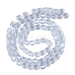 電気メッキ透明ガラスビーズ連売り  多面カット  コラム  コーンフラワーブルー  8x8mm  穴：1.2mm  約79~80個/連  25.59インチ〜27.17インチ（65~69cm）&nbsp;EGLA-N002-32-F01