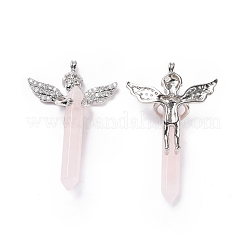 Натуральный розовый кварц граненые двойные остроконечные большие подвески G-H281-09P-07