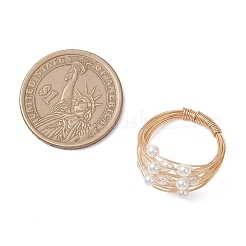 Женские кольца с круглыми жемчужинами в форме ракушки&nbsp;RJEW-JR00972