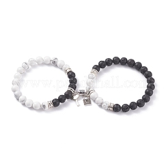 Set di braccialetti con ciondoli in lega con chiave e serratura per le coppie&nbsp;BJEW-TA00067