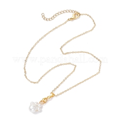 Colliers avec pendentif en forme d'empreinte de patte en perles rondes de 8 mm&nbsp;NJEW-JN05171-02