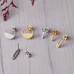6 paio di orecchini a bottone in acciaio inossidabile 304 con spilla di sicurezza e chiave&nbsp;EJEW-SZ0001-64