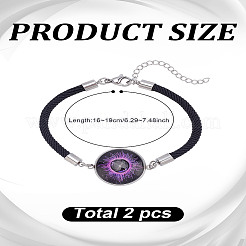 1 комплект из 2 шт. браслетов ко Дню святого Валентина из нержавеющей стали 304 с плоскими круглыми звеньями&nbsp;BJEW-LP0001-35B