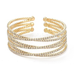 Браслеты-манжеты со стразами из железного сплава&nbsp;BJEW-B052-01LG