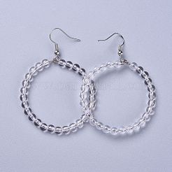 Натуральный кварц кристалл болтающийся серьги&nbsp;X-EJEW-K077-A16