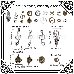 75шт 15 стильные наборы подвесок из сплава в тибетском стиле&nbsp;TIBEP-SC0002-43