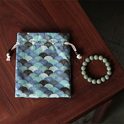 Tissu en coton à motif d'écailles de poisson&nbsp;DIY-WH0622-777B