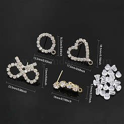 16 шт. 4 стиля латунные серьги-гвоздики со стразами&nbsp;KK-CA0002-31