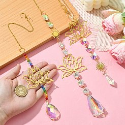 3 шт. латунные подвесные украшения в виде лотоса AJEW-CJC0020-001G