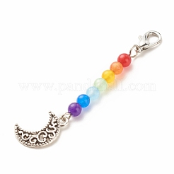 Подвеска из бисера из натурального и окрашенного малайзийского нефрита на тему чакры HJEW-JM00641-04