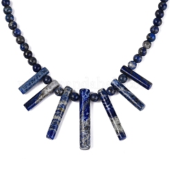 Collares babero redondos de lapislázuli natural con cuentas en forma de abanico&nbsp;NJEW-N064-04C