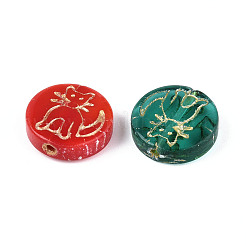 Плоские круглые стеклянные бусины в форме кошек GLAA-T025-31M