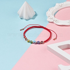 Круглый браслет из плетеных бусин сглаз лэмпворк&nbsp;BJEW-TA00139-01