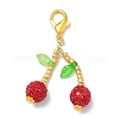 4 шт. подвески из полимерной глины со стразами вишневого цвета&nbsp;HJEW-JM04059