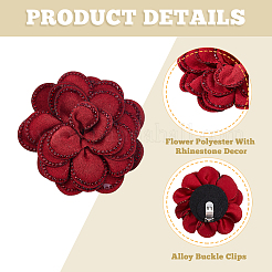 2 шт. пряжки для обуви из полиэстера с цветочным узором&nbsp;DIY-HS0002-13B