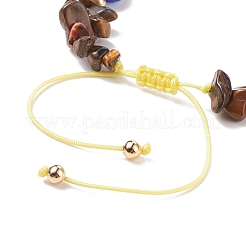 Chip occhio di tigre naturale e braccialetto di perline intrecciate in resina malocchio&nbsp;BJEW-JB08495-02