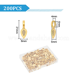 チベットスタイルの合金接着フラットパッドベイル200個  葉  アンティーク黄金  21x8x6mm  穴：4x6mm&nbsp;KK-UN0001-48