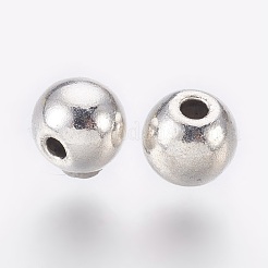 チベット風合金ビーズ  カドミウムフリー＆鉛フリー  ラウンド  アンティークシルバー  5x4mm  穴：1mm&nbsp;LS-TIBEB-A123175-AS-LF